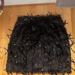 H&M Black Textured Sequin Skirt